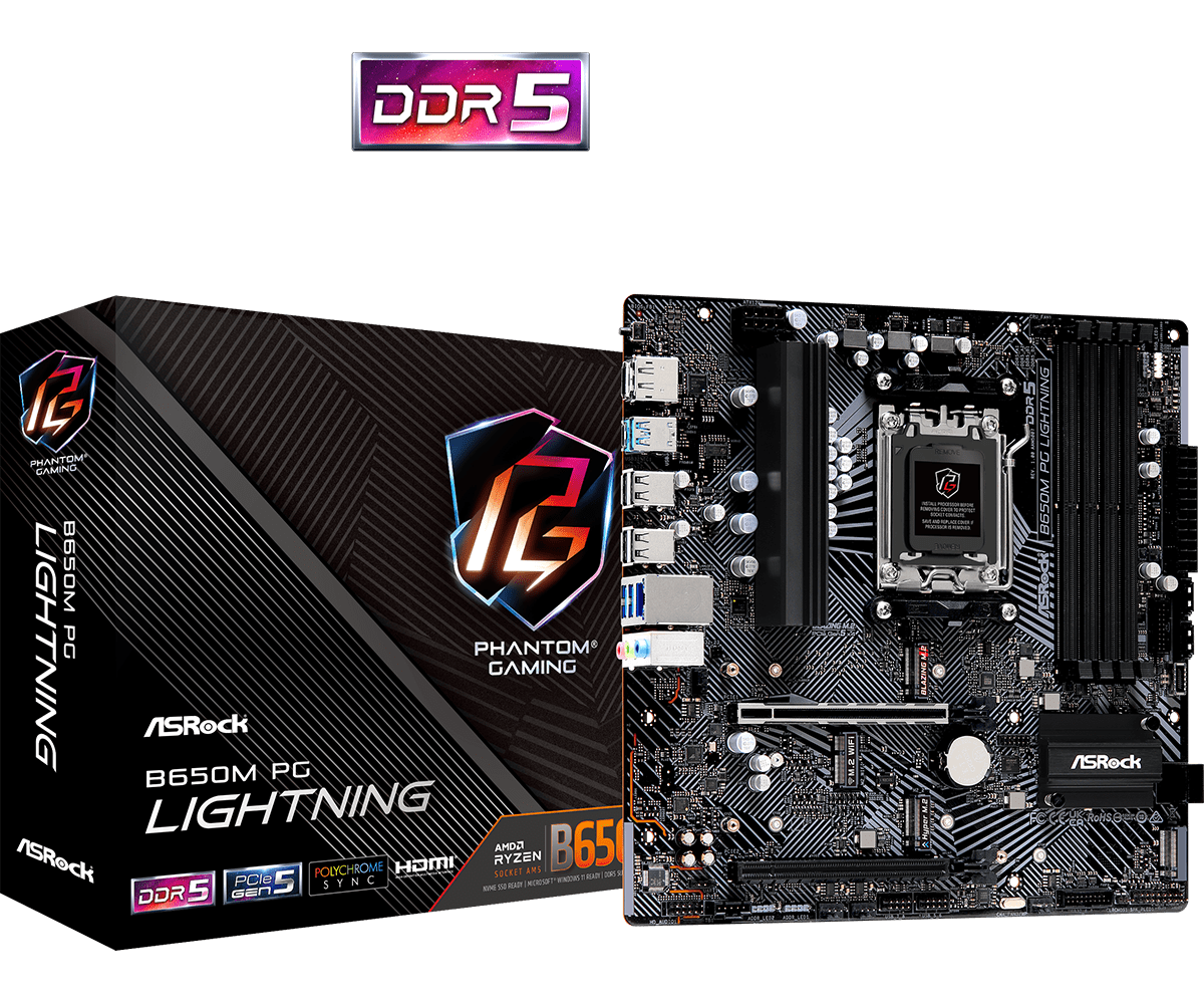 ASRock B650M PG Lightning AMD Socket AM5 Motherboard | 90 - MXBMV0 - A0UAYZ - 4710483943829 - Vektra Computers LLC ASRock B650M PG Lightning AMD Socket AM5 Motherboard | 90 - MXBMV0 - A0UAYZ - 4710483943829 - Vektra Computers LLC